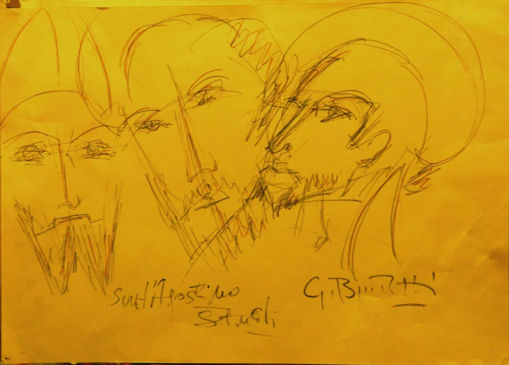 RIPRODUZIONE MATITA SU CARTA DI GIANCARLO BENEDETTI " STUDI SU S.AGOSTINO" REALIZZATO DALL'ARTISTA NELL'OTTOBRE 2004 FOTO: CRISTIANO FRANCESCHI 26 OTTOBRE 2004